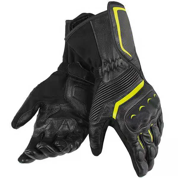 

Factory Custom Glove Track Motorcycle Racing Travel Black Yellow Leather Gloves