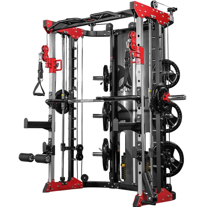 

Strength Training Smith Machine Home Squat Equipment Exercise Muscle Cable Crossover Machine Multi functional Gym, Customized color