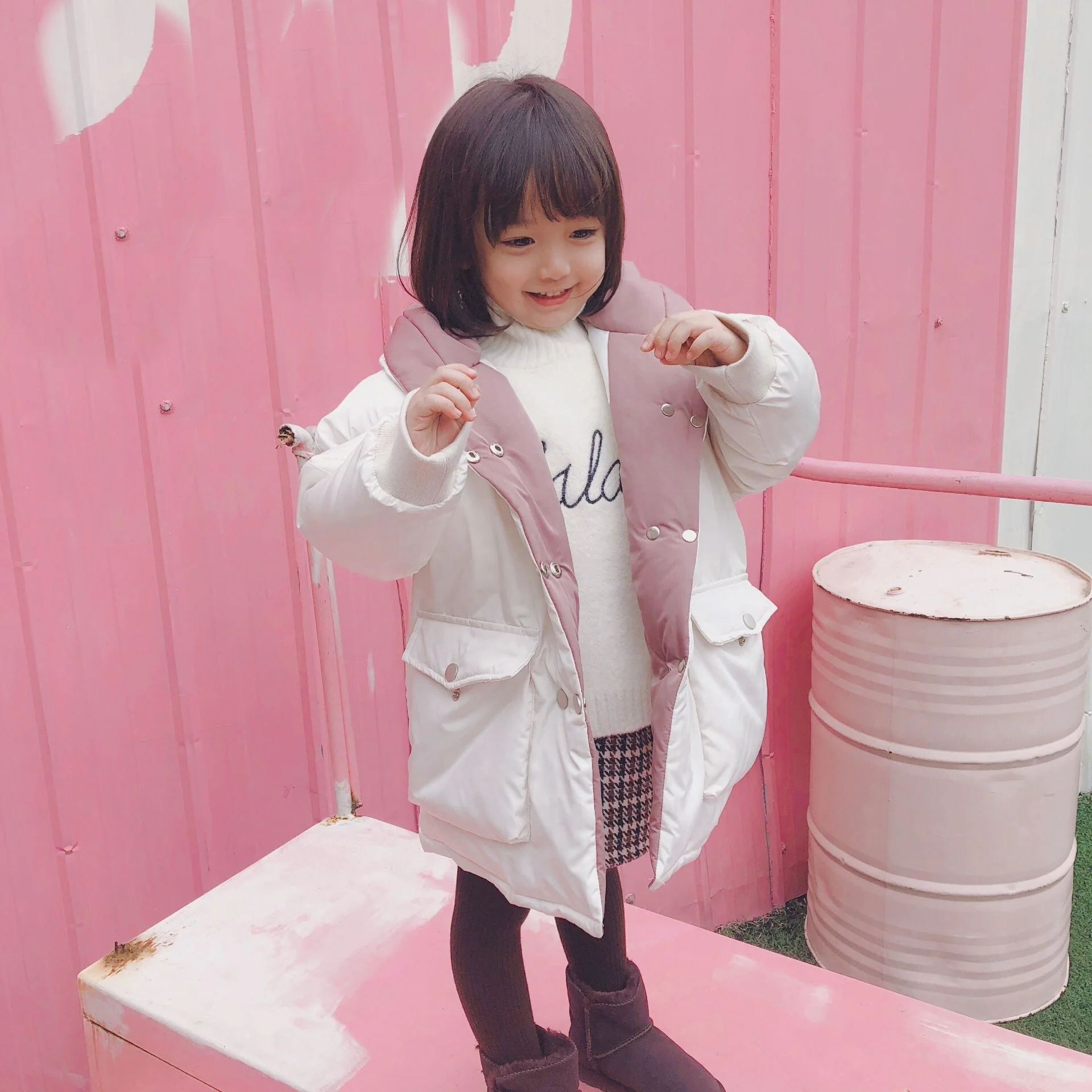 

B62290A Fashion Wholesale Cute Fur Children Kids Coat For Winter Warm Cotton Kids Girls Winter Jackets, Rice