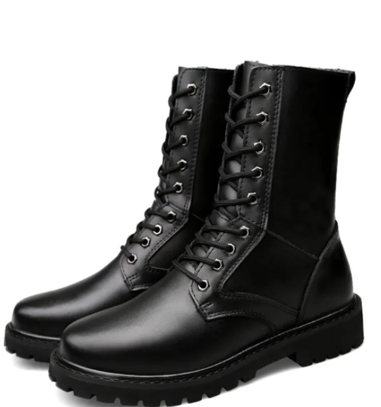 

Dropshipping Custom Logo Winter Men's Motorcycle Boots Plus Size Mid-calf Martin Boots for Men