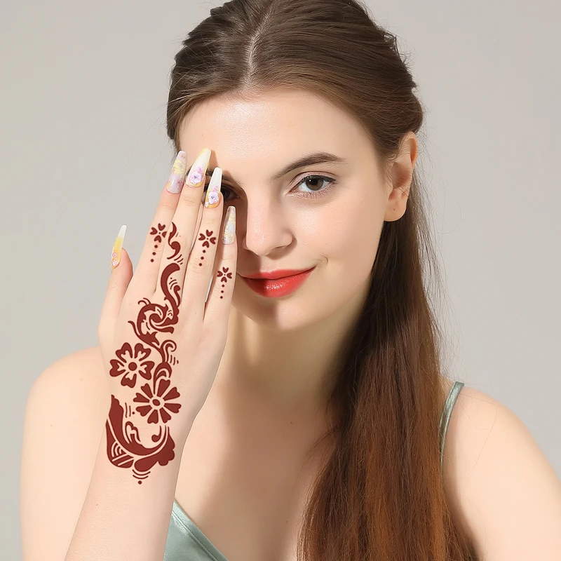 

Factory Supply Colorful Body Painting Art Disposable Semi Permanent 3D Disposable White Waterproof Lace Henna Temporary Tattoo