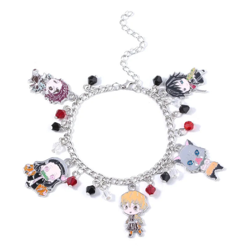 

Japan Anime Demon Slayer Bracelets Kamado Tanjirou Nezuko Agatsuma Zenitsu Alloy Enamel Crystal Bracelet for Cosplay Gift