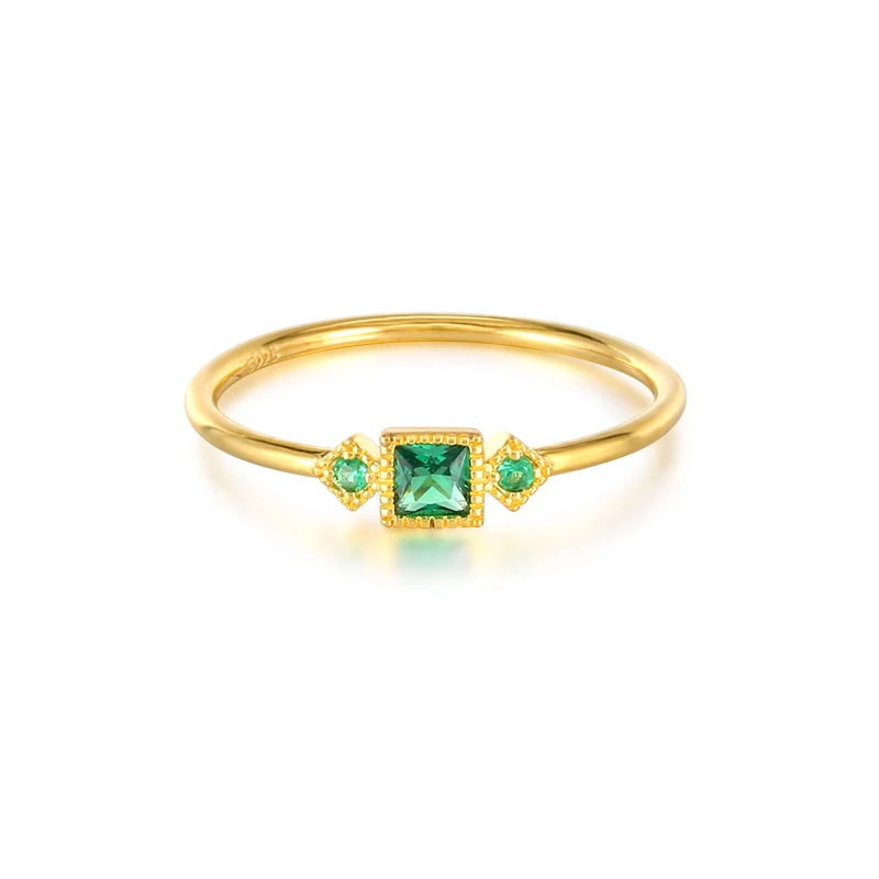 

ROXI s925 sterling silver simple emerald three diamond ladies ring for ladies wholesale