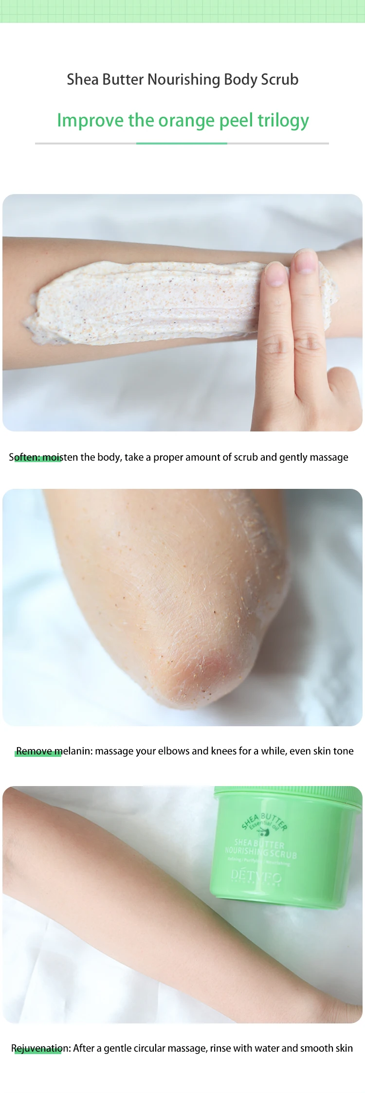 Shea Butter Scrub Rejuvenationg Body Lotion Cream Cleansing Moisturize