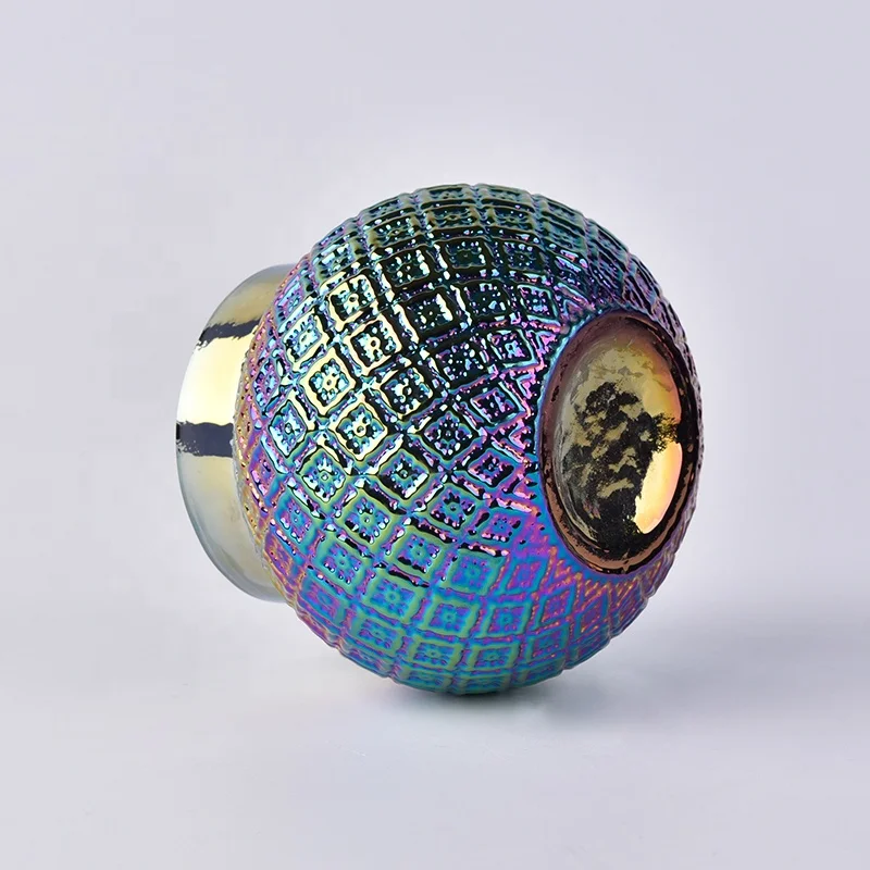 Luxury electroplating bowl candle container votive glass lid candle holder home decor factory
