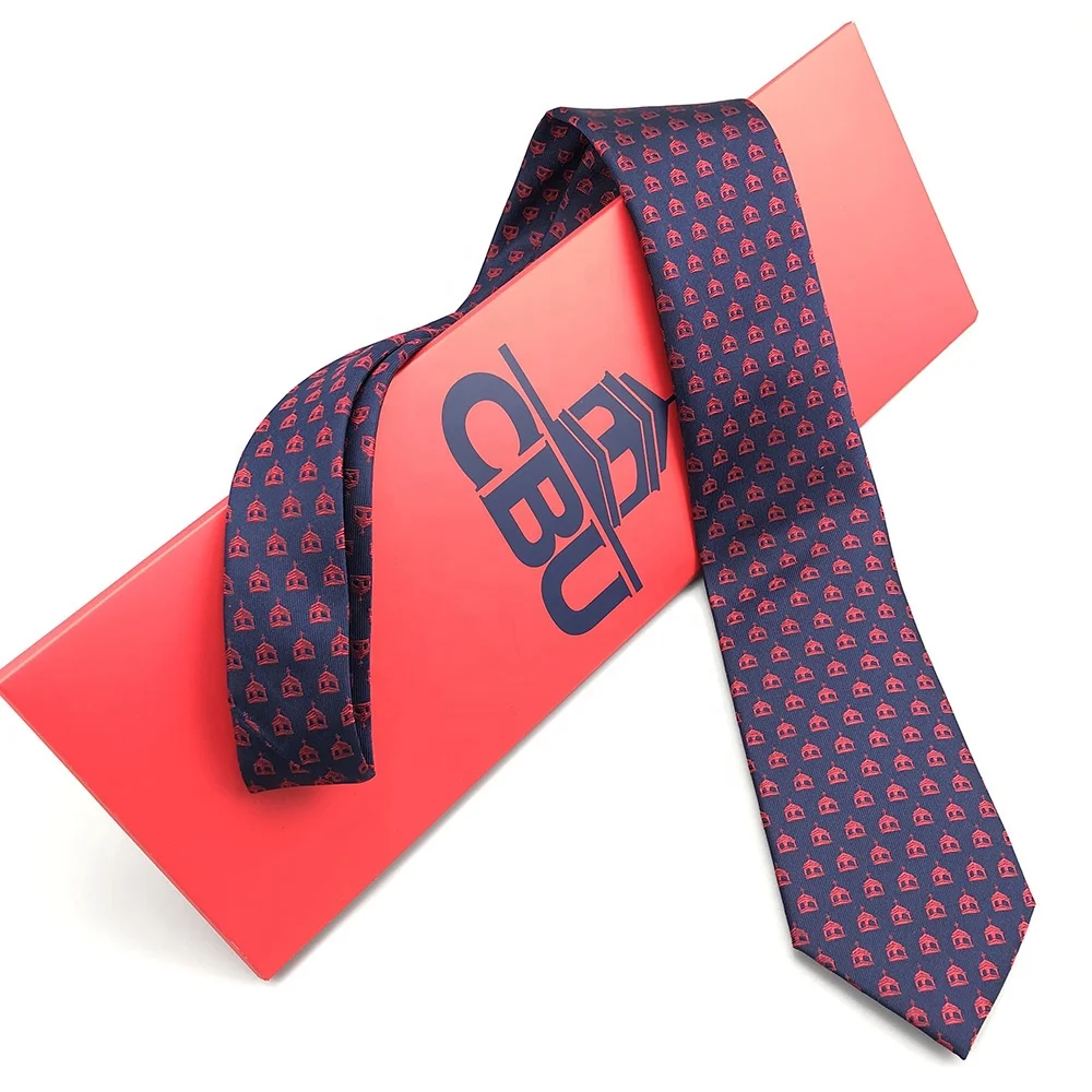 

Logo Printed Mens Neck Tie Handmade Red Gift Box Package Custom Paper Made Black Luxury Necktie Envelope