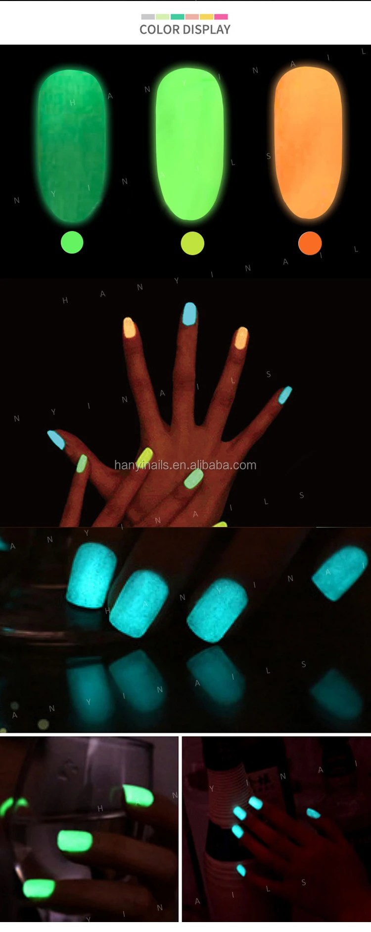 soak off gel polish uv led curing popular neon Color dark glow gel