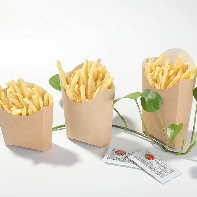 XZJMY 60 Pack 5oz French Fry Containers,Disposable Paperboard French Fries Containers,French Fries Holders, Small Kraft Paper Takeout Boxes for