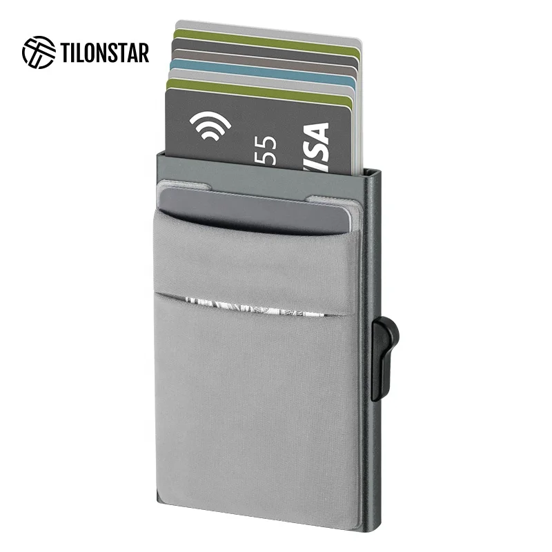 

TILONSTAR Accept Customized Logo Minimalist Credit Card Holders Pop Up Aluminum Wallets Metal Wallet