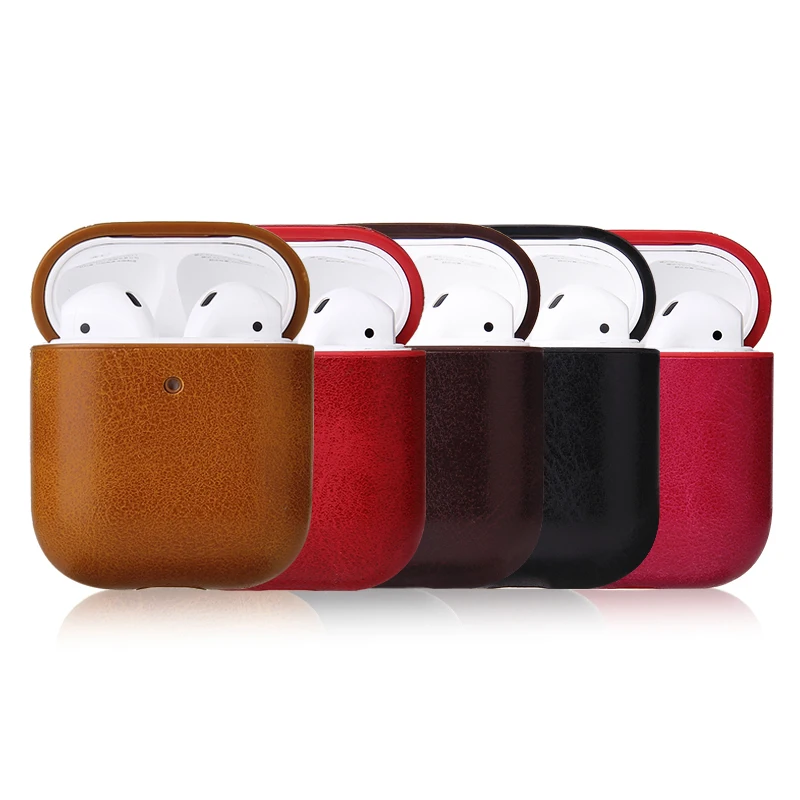 

IVANHOE Case For AirPods, Genuine Leather Protective Cover Case for Apple AirPods 1 & 2 Charging Case