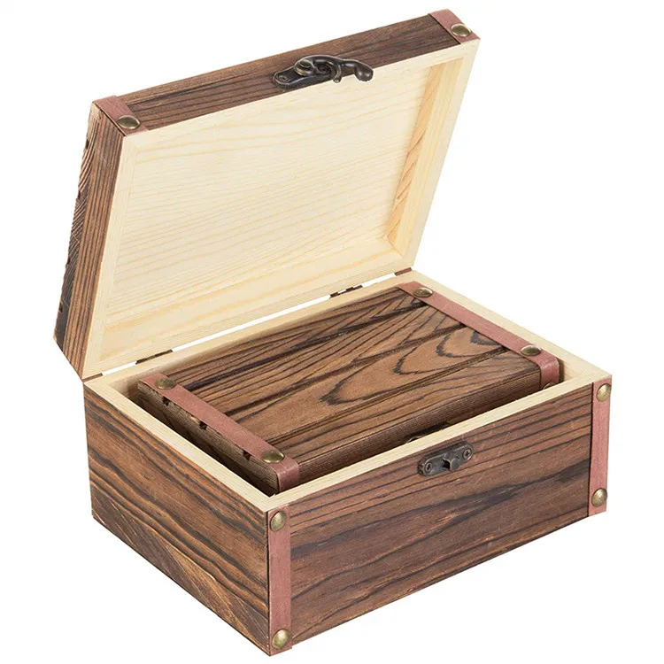 Wholesale Handmade Rustic Solid Pine Keepsake Wooden Gift Box With Lid