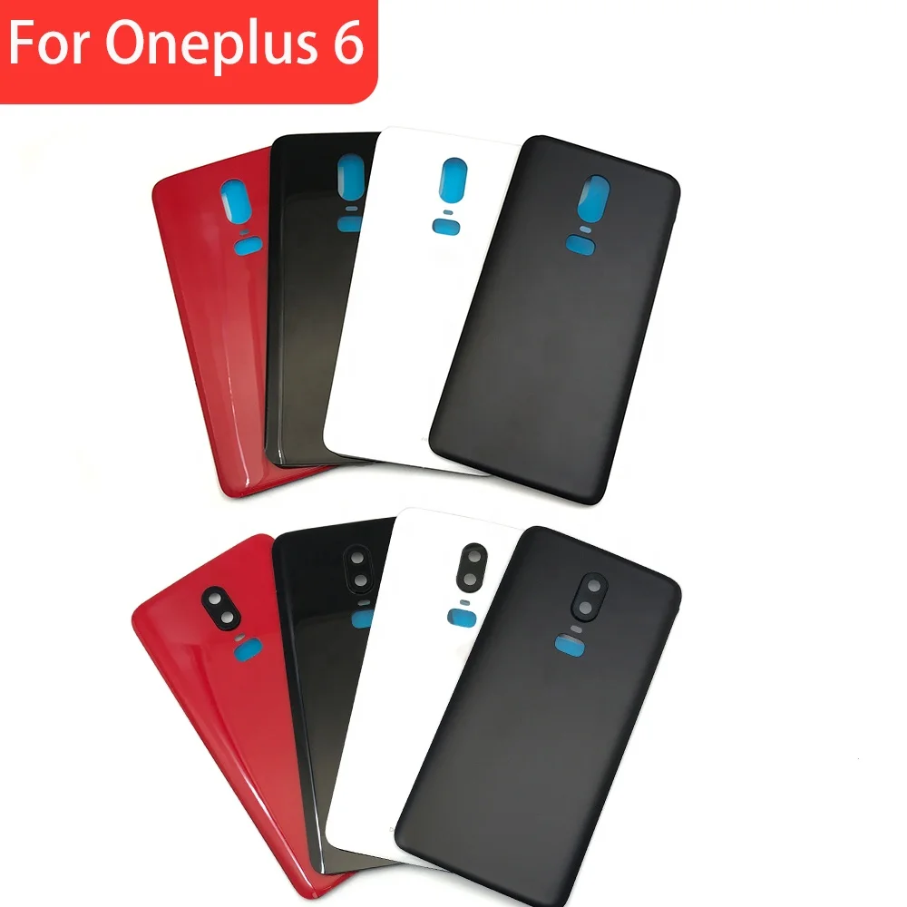 

Back Rear Cover With Camera Lens For Oneplus 6 / 6T Battery Door Housing Battery Back Cover Phone Accessories, White/black/red/purple