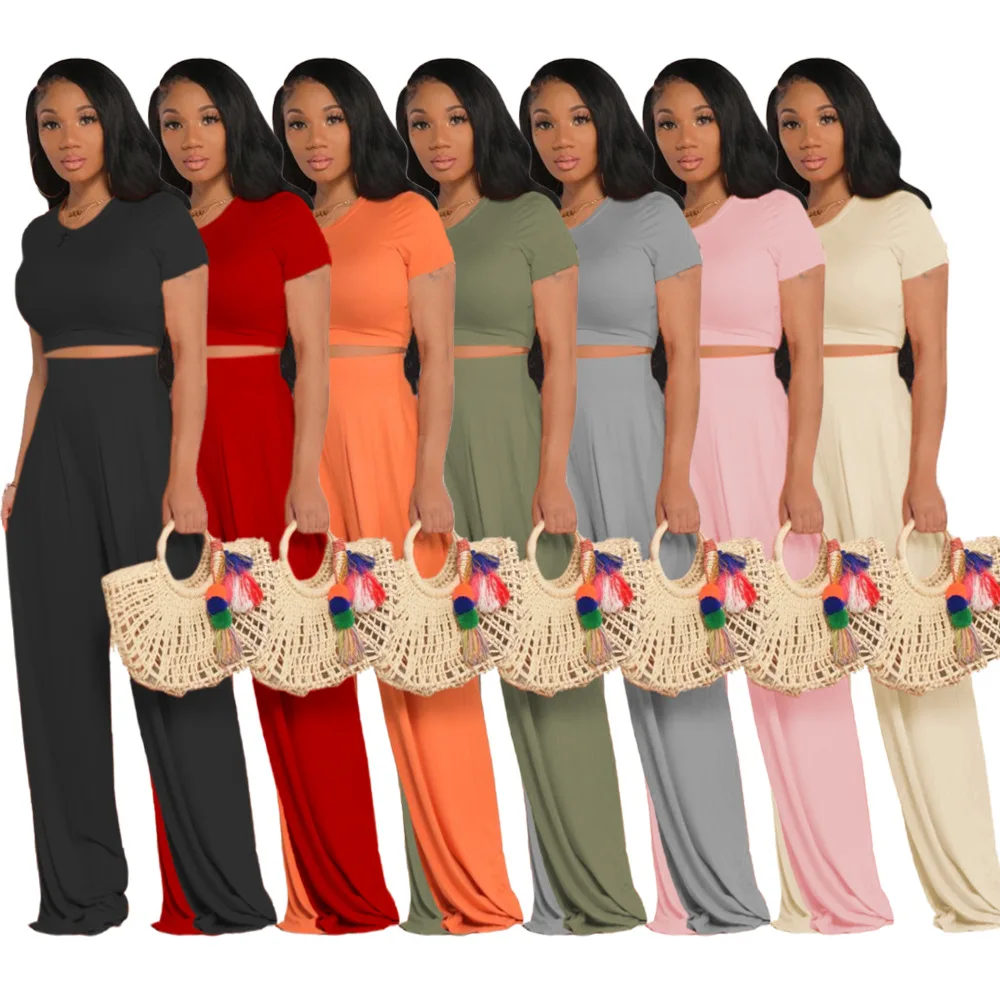 

Wholesale 2021 2 piece set women solid colors two piece summer sets casual 2 piece women short set, Picture