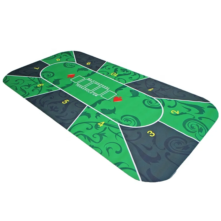 

custom made non slip rubber soft cloth top casino poker game table mat poker card game mat rubber poker mat, Blue,green,black,