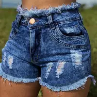 

Casual Summer Denim Women's Shorts Cowboy High Waists Tassel Hole Fur-lined Leg-openings Sexy Short Jeans 2019