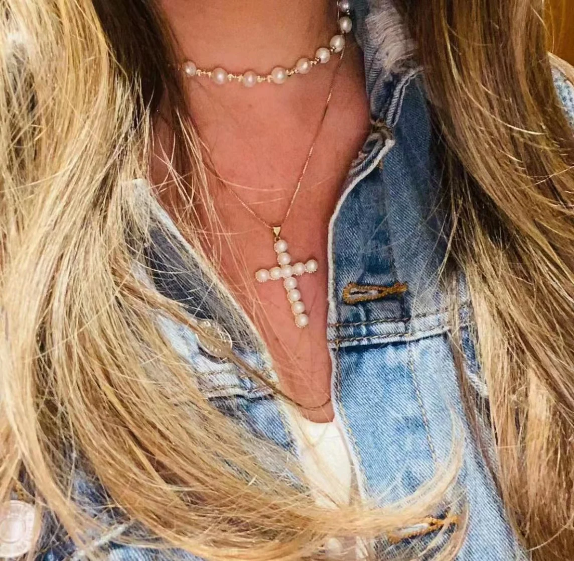 

Pearl Cross Necklace Fashion Trend 2022 Hot Selling Necklace jewelry High Quality Hip HopWomen Men Gift Party Trendy