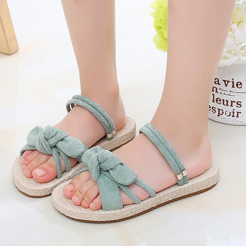 
2020 summer flat bowknot children girl princess slipper kids student soft sandals 