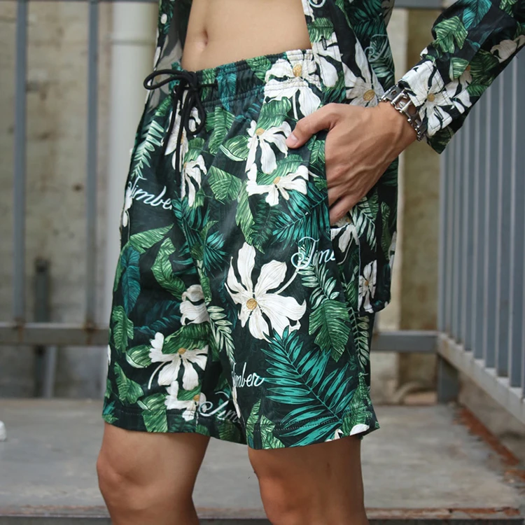 
Custom made fashionable polyester all over printed flower designer casual shorts for men beach 