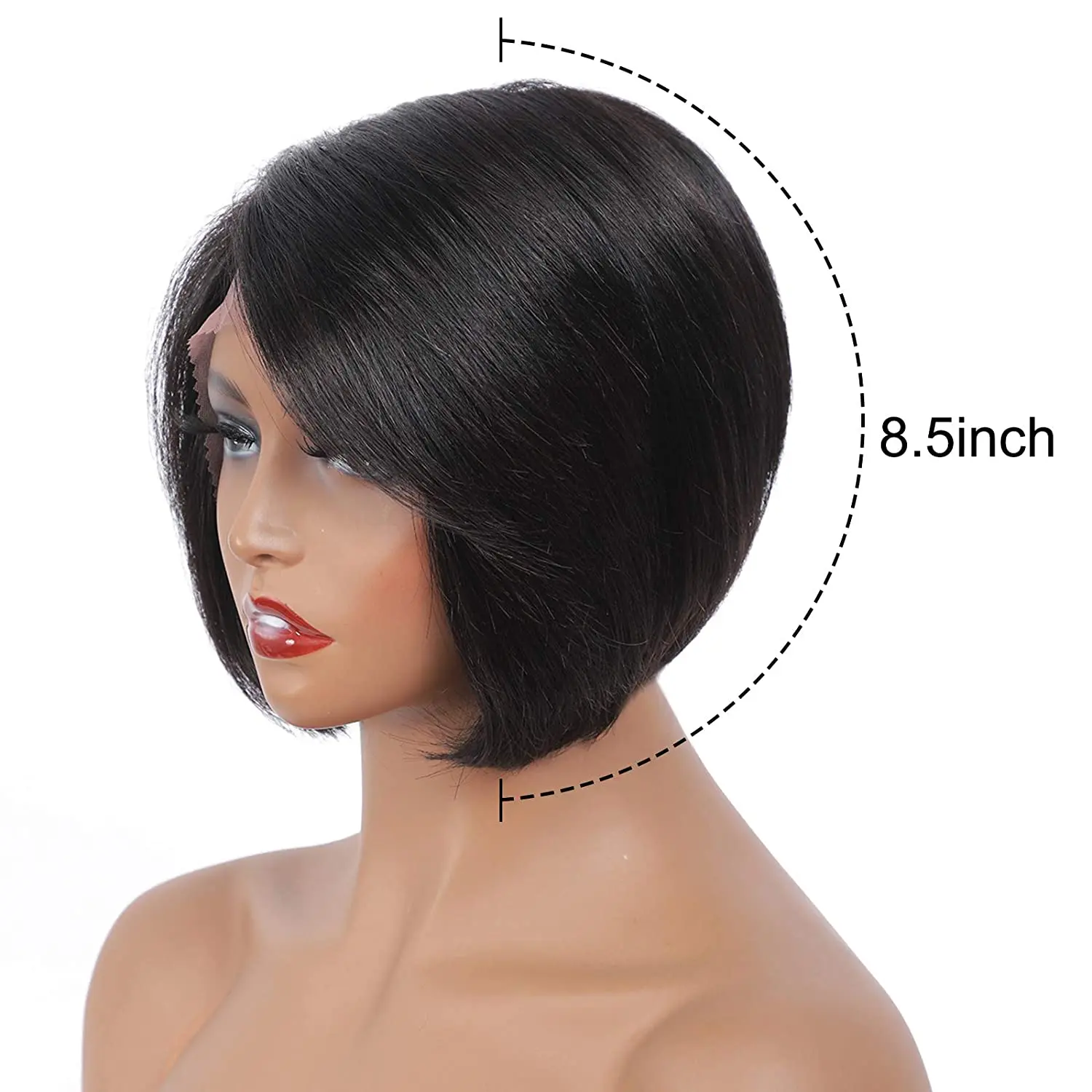 

2pcs Short Bob Wig Human Hair Pixie Cut Wigs Natural Color 100% Virgin Human Hair L Part Side Part Wig