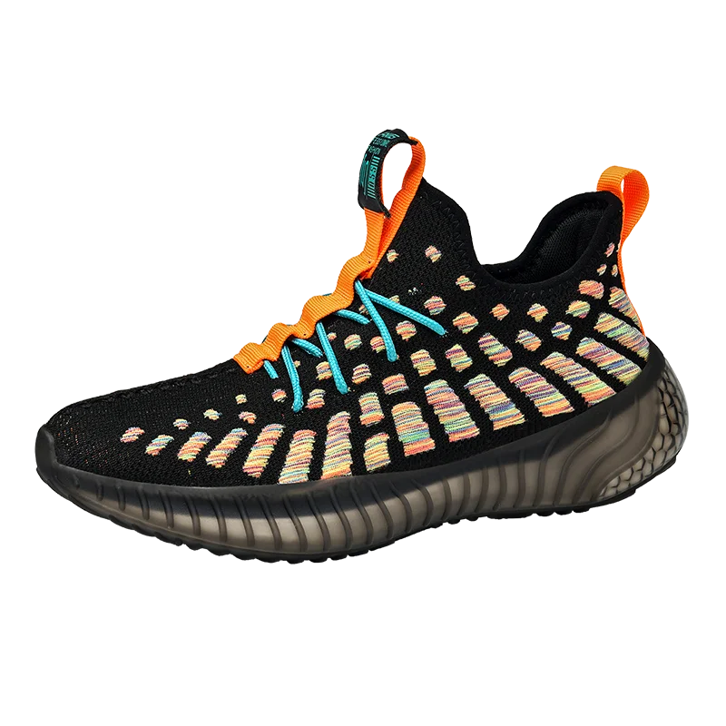 

Fashion TPU popcorn-sole fly knit sneakers soft breathable high stretch men's jogging shoes, Three color