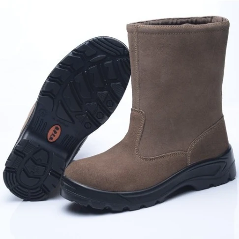 

Resistance smash, puncture, oil, weak acid and alkali suede leather PU sole winter safety work boots for work, Brown