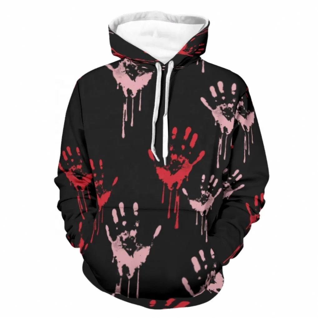 

2021 Men Clothes Factory Popular Cotton Halloween Handprint Men's Hoodies Pullover
