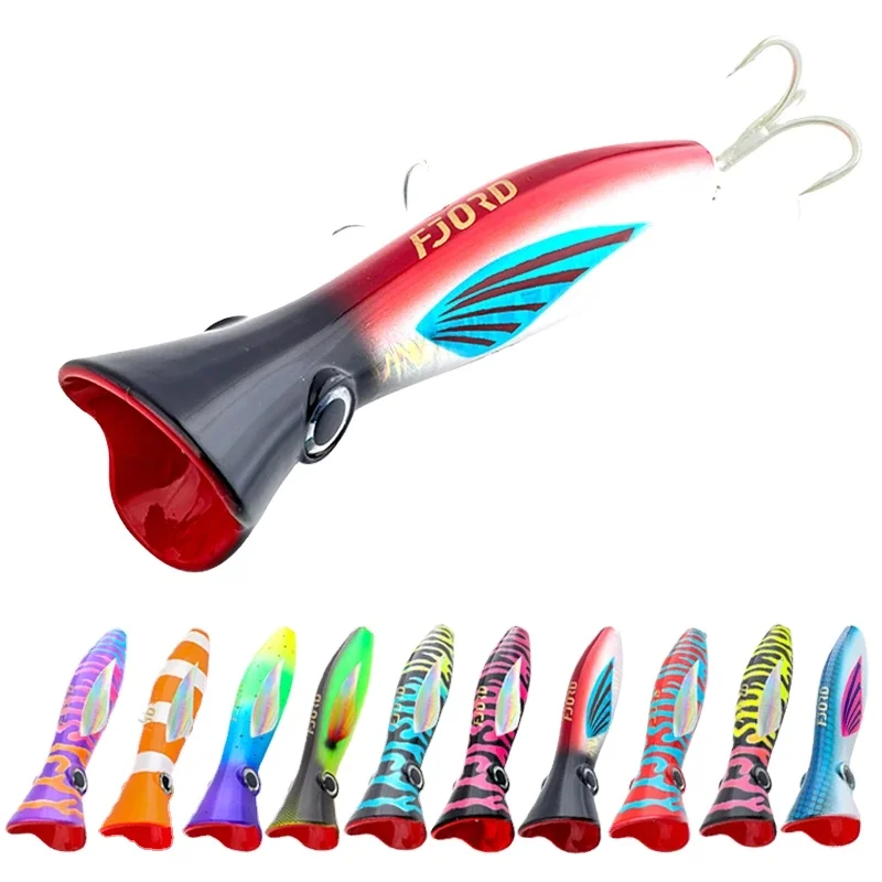 

FJORD New Arrival Best Fish Lures Squid Popper 82g 165mm Top Water Popper Lure Saltwater Fishing Lure