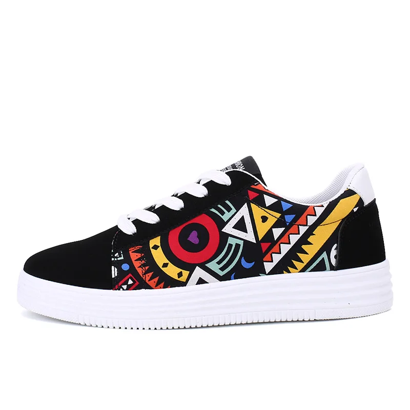 

Wholesale large size cheap china printed asymmetry scrawl picture girls sneakers shoes, Color sport shoes