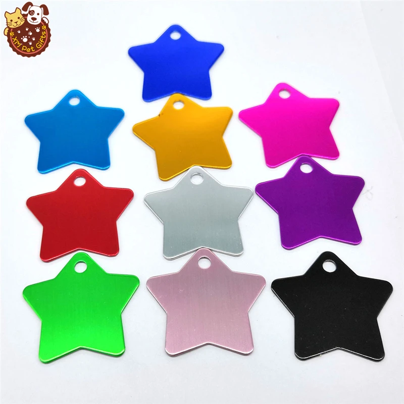 

Aluminum Pet Name ID Tag Custom Engraved For Dog Cat Personalized Name Phone Number Star Shape