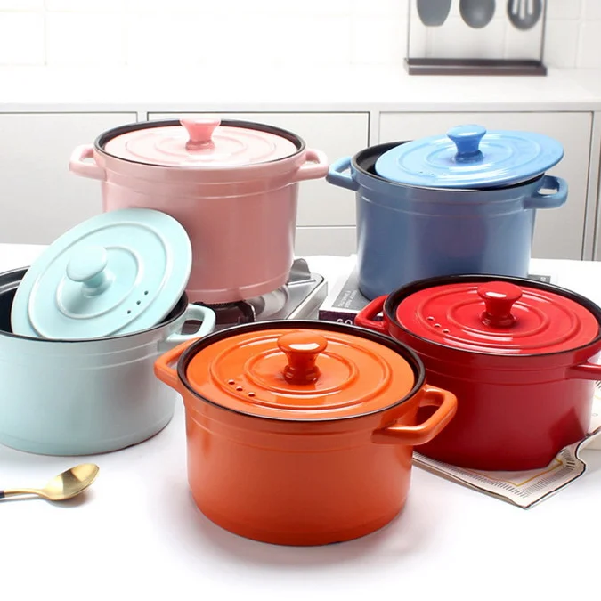 

color design enameled porcelain cookware sets ceramic hot enamel pot, Customized color