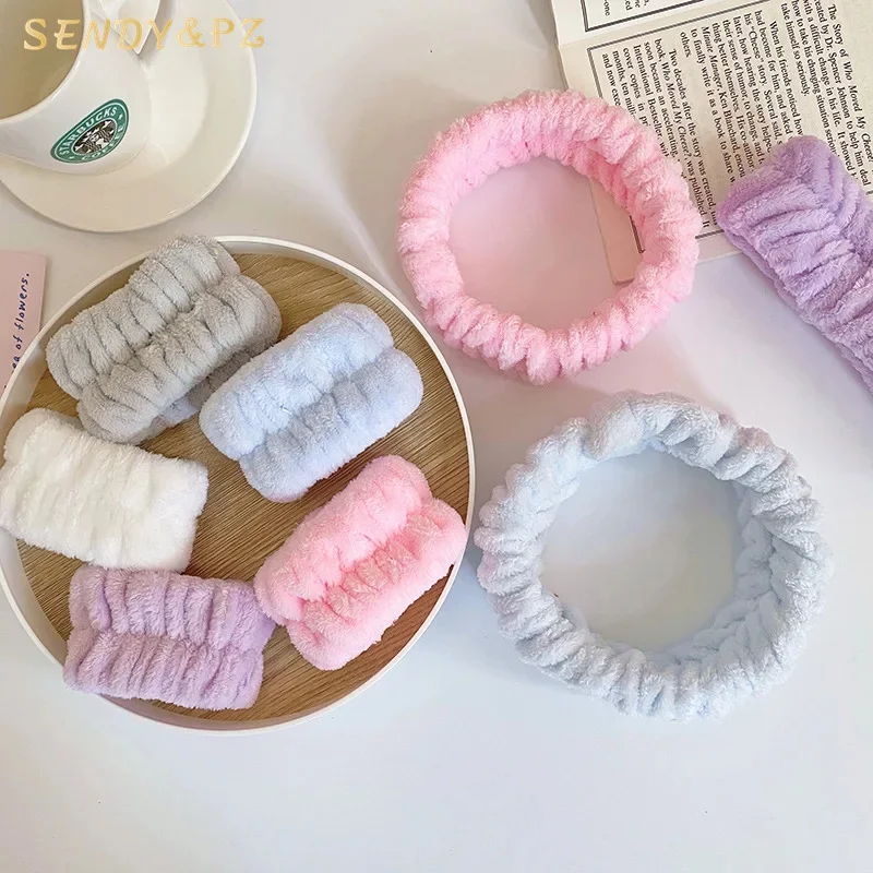 

Korean Fashion Hot Selling Flannel Wristbands Spa headband Wash Face Towel Waterproof Wrist strap Hairband For Women Girls