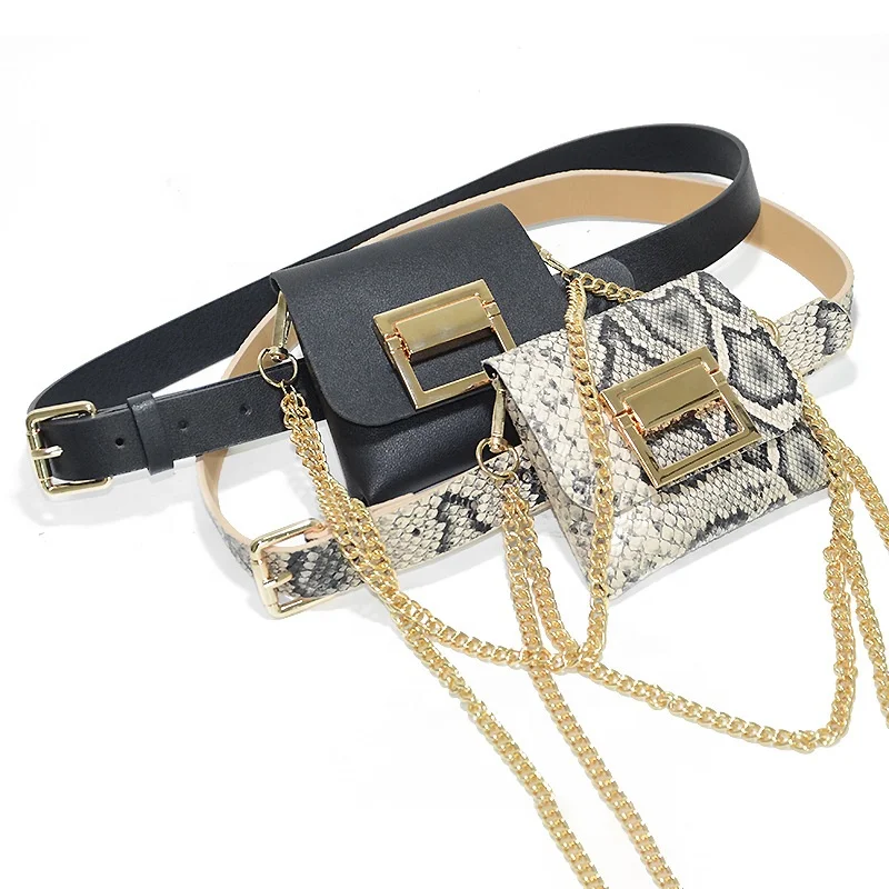 

New Arrival Fashion Female Mini Wallet Mobile Phone Bag Belt Ladies Wild Snake Pattern Shoulder Decorative Waist Bag