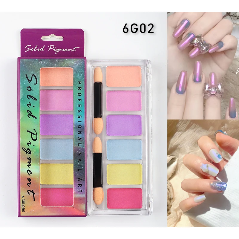 

Nail art Glitter nail powder 6 Color Cover acrylic powder Nail Pigment Magic Mirror powder