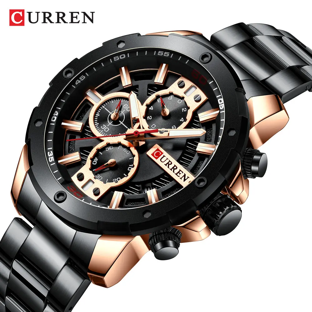 

CURREN 8336 Watches Men Stainless Steel Band Quartz Wristwatch Military Chronograph Clock Male Fashion Sporty Watch Waterproof