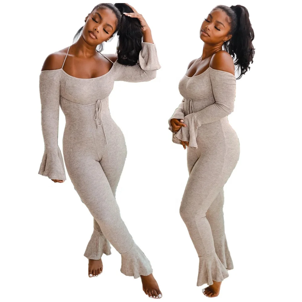 

B63566A European and American women's sexy long leggings bare shoulder fashion best price jumpsuit, Gray