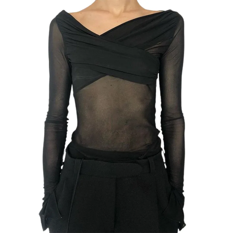 

2020 new arrivals autumn design mesh long sleeves women bodysuits