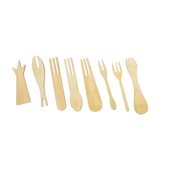 

Custom Hot Sale High Quality Hot Resistant Mini Disposable Bamboo Wood Cutlery Sets Knife Spoon Fondue Dessert Fruit Pick Fork, Natural bamboo color