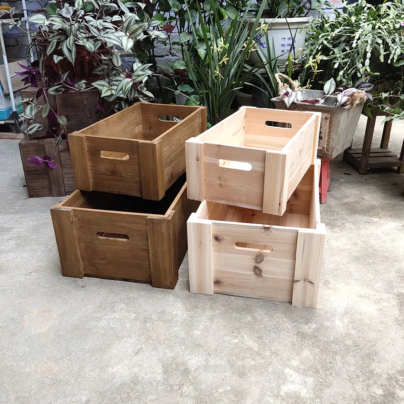 Crate Box Rustic Display Wooden Made From 100 Authentic Pine Wood Home