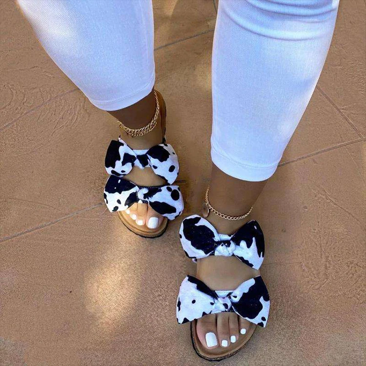

2021 Summer Women Sandals Silk Bow Flat Shoes Ladies Beach Shoes Slipper Outdoor Fashion sandals Outdoor Holiday Slides, 6 color