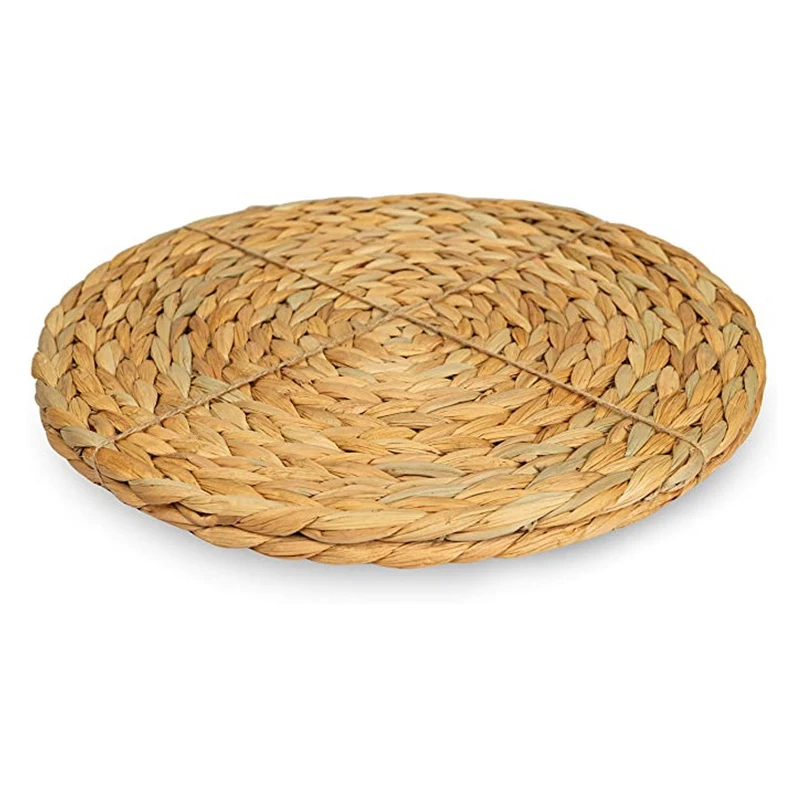 

Round Placemat Coaster Table Mat Hyacinth Woven Bowl Insulation Pad Non Slip Place Mat Kitchen Accessories Decoration