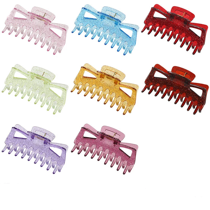 

MIO Fashion Ladies Casual Jelly Transparent Color hairpins for hair Plastic Elastic Claw Clip For Thick Hair