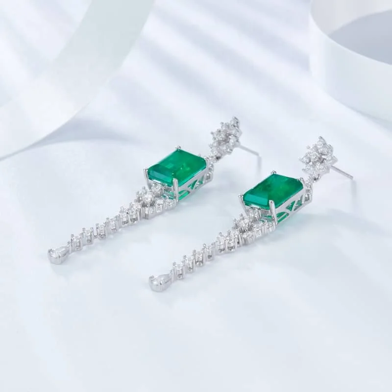 

luxury fine jewelry silver jewellery 925 silver earring Wedding engagement gift 18K Gold Plated Emerald earrings, White gold (rose gold, yellow are avaliable)