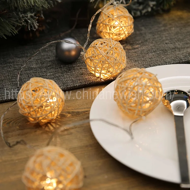 Newish Christmas indoor holiday  lighting  battery powered star ball fairy lights rattan ball string light