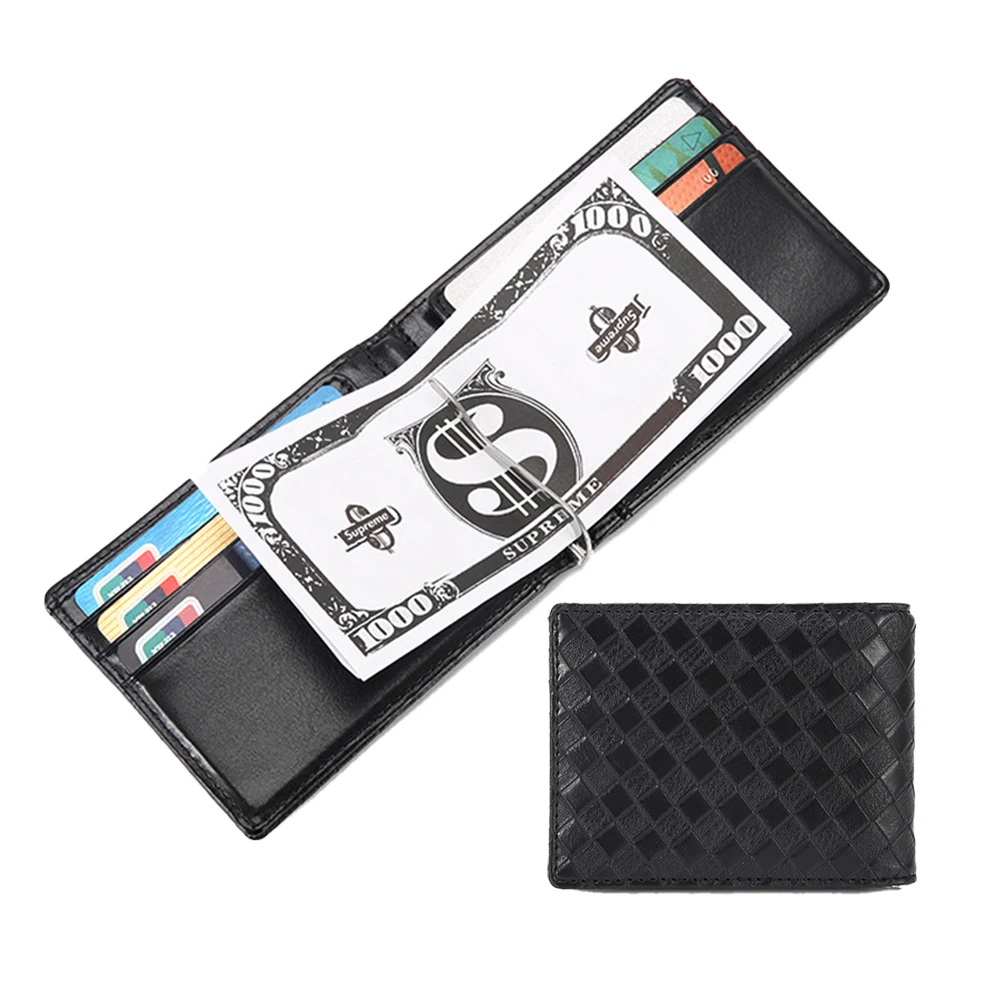 

Woven Rfid Moneyclip Logo Leather Card Holder Wallet Men Us 100 Dollar Bill Wallet