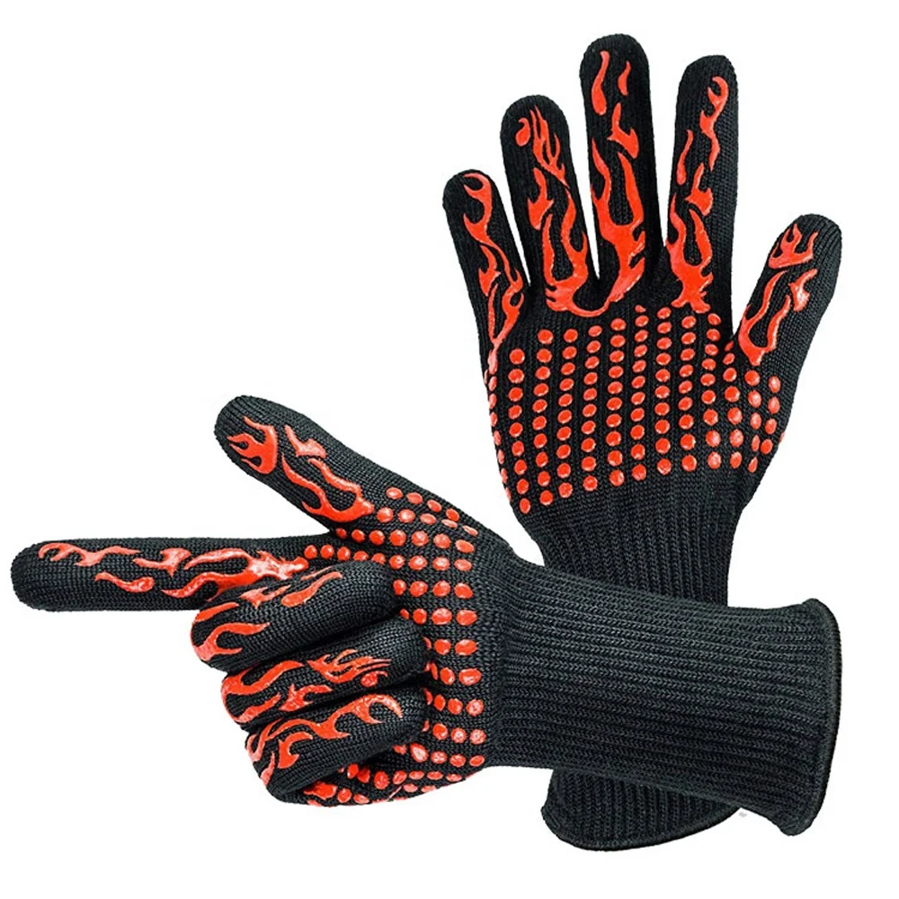 

1Pair Fire Insulation Safety 500 Centigrade Heat Resistant Aramid Aramid Grill BBQ Oven Kitchen tool 4 Color BBQgloves