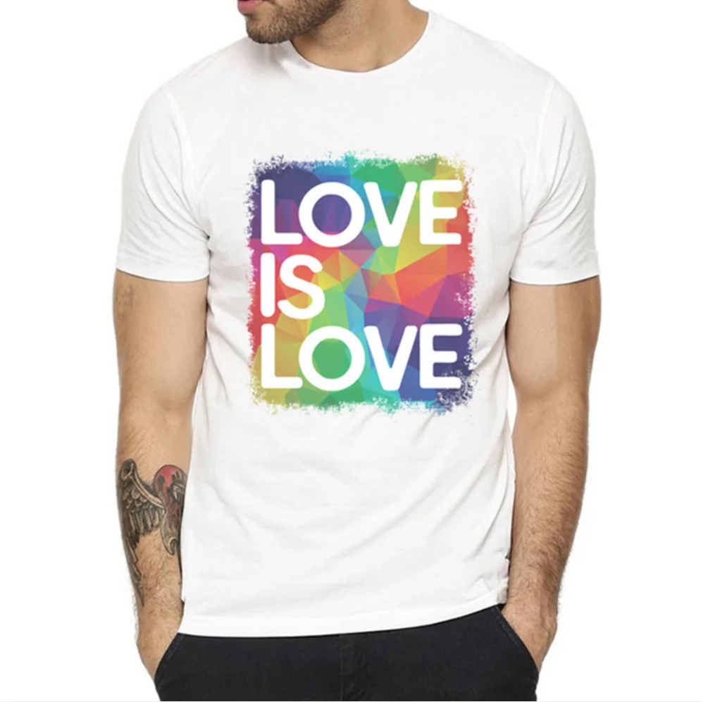

Wholesale LGBT Pride Gay Love Lesbian Rainbow Design Print T-shirts for Man and Women Summer Casual T Shirt Unisex tshirt