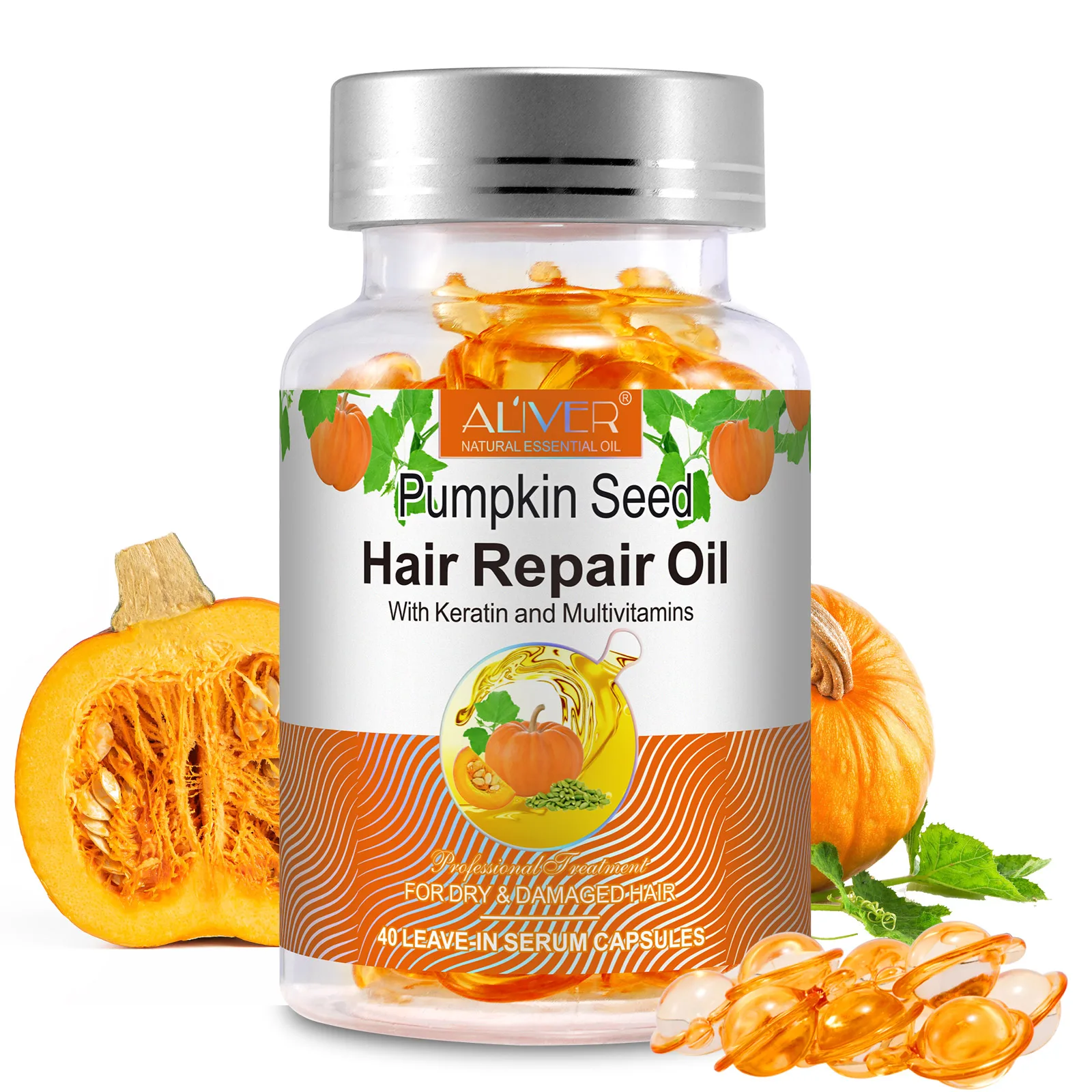 

Professional Hair Repair Treatment Vitamin E Pumpkin Seed Oil Capsules for Hair Strengthens