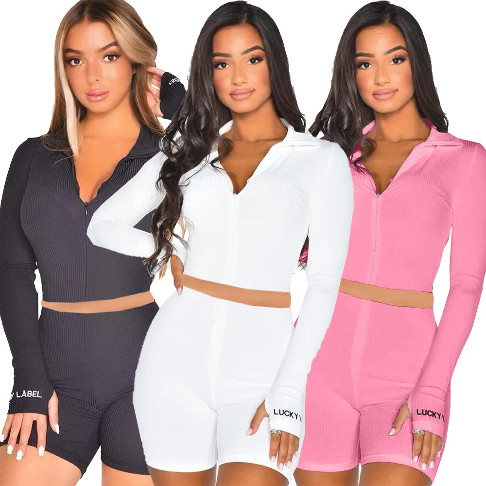 

lucky outfits Women Two Pieces Sets Crop Top Piece Set Shorts Women'S Clothing 2 Pants Decoration Pajama For Lounge Activewear, Picture shows