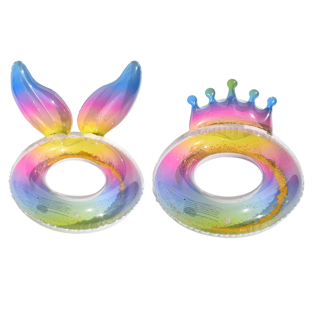 

FunFishing Inflatable Pool Float Tube Transparent Swimming Ring with Colorful Sparkling Glitters