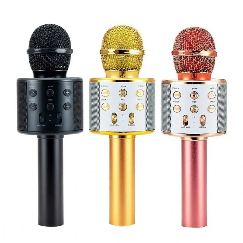 

Ws858 Mini Wireless Karoke Magic Sound 3-In-1 Portable Handheld Karaoke Mic Microphone With Record Function, Black,gold ,rosegold,blue
